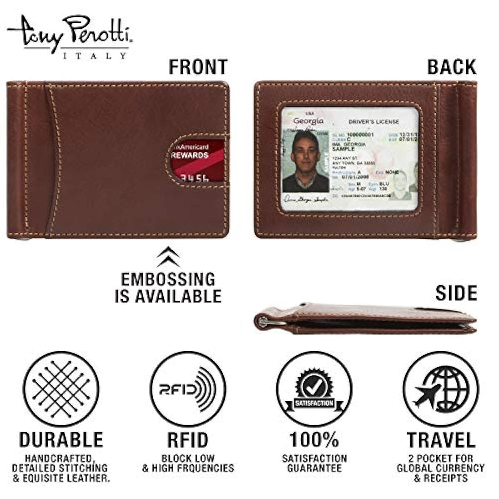 Cartera de piel italiana para hombre con bloqueo