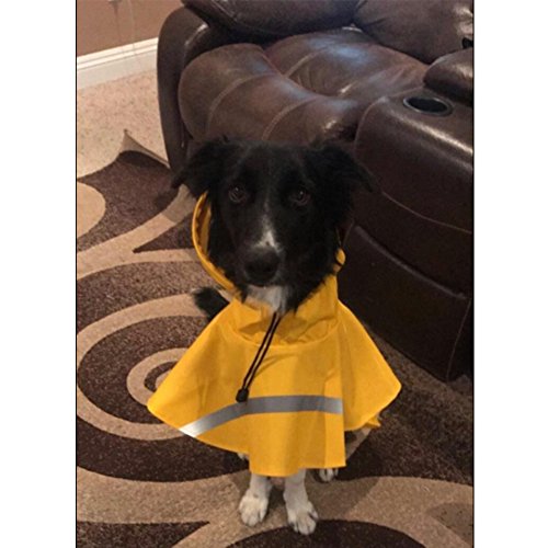 NACOCO - Impermeable ajustable para perros, poncho a prueba de agua, ropa ligera para lluvia con capucha y tira reflejante, m, Amarillo