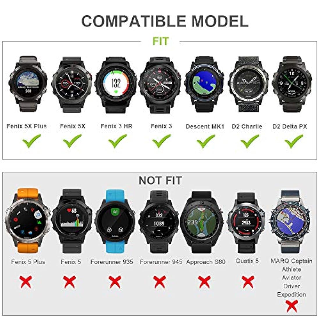 Ancool - Correa de repuesto para reloj Fenix 5X y Fenix 3