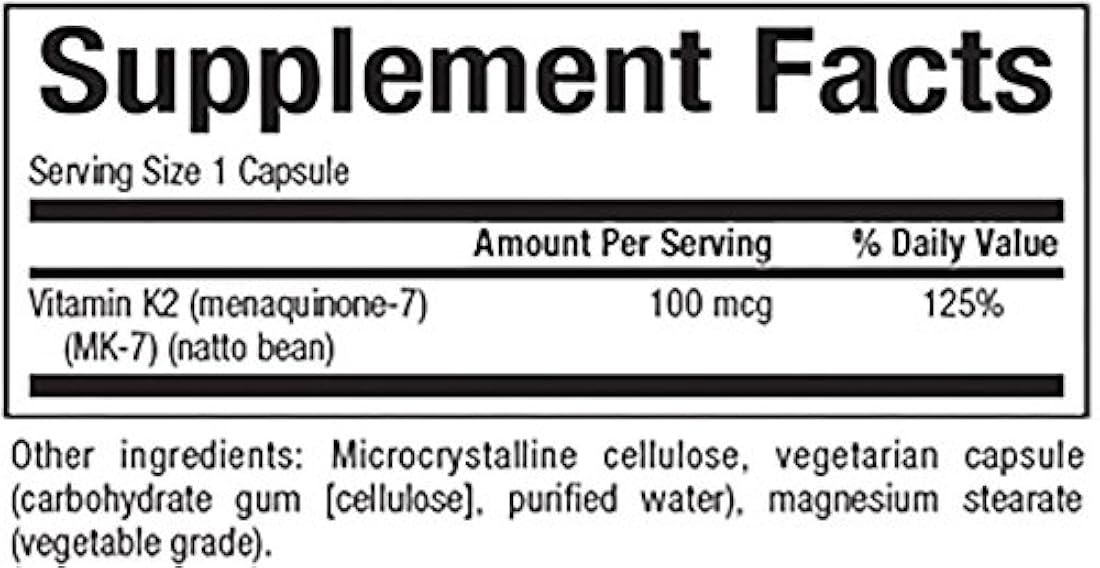 Vitamina K2 100 mcg soporta Hueso & salud