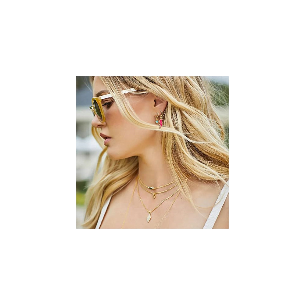 Aretes colgantes dorados Paquete de 9 pares para mujeres