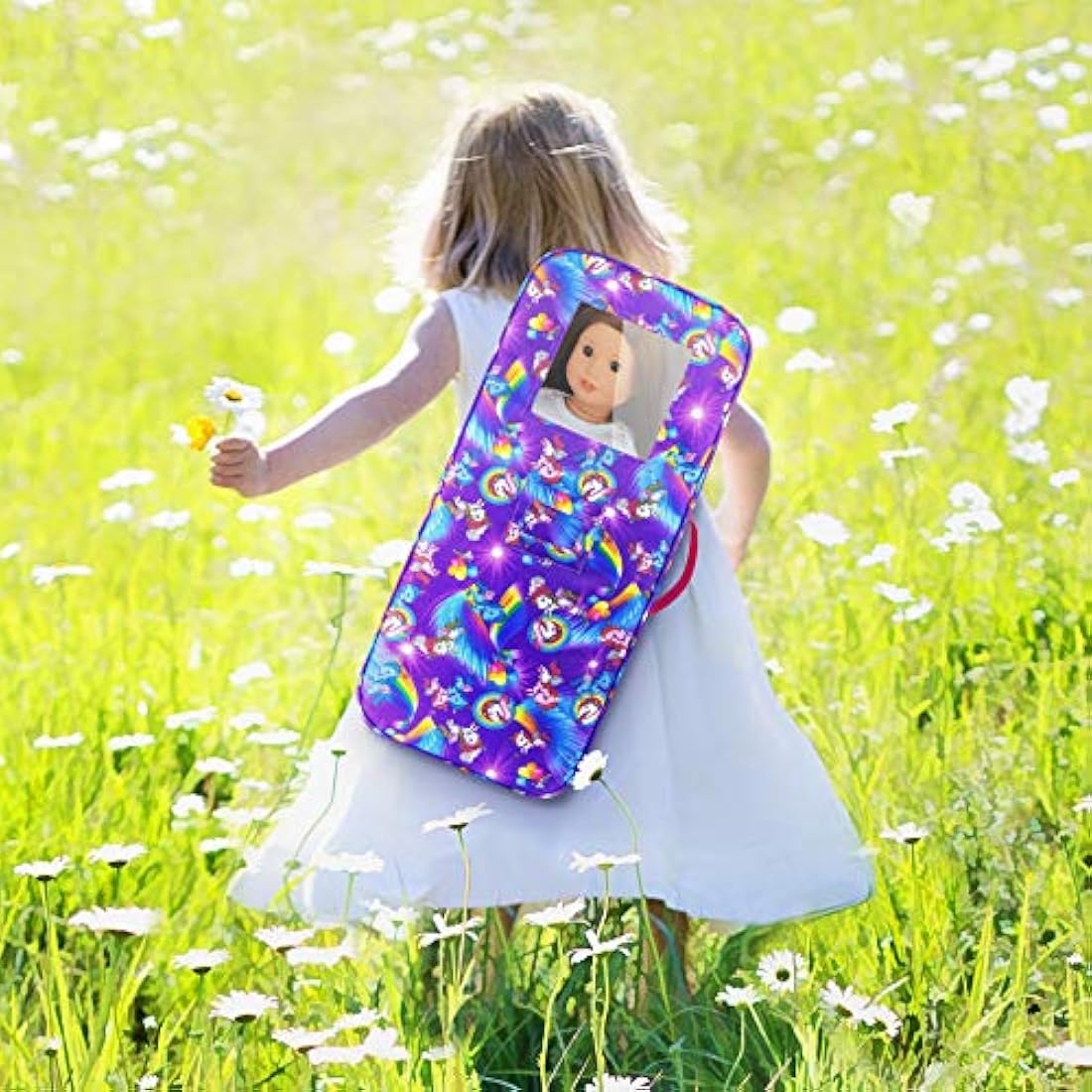 Bolsa de viaje para muñecas de unicornio.