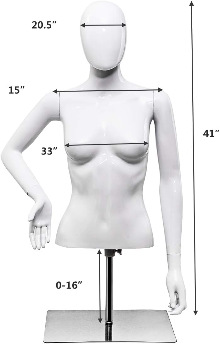 Torso Maniquí Femenino Giantex Altura Ajustable con Soporte