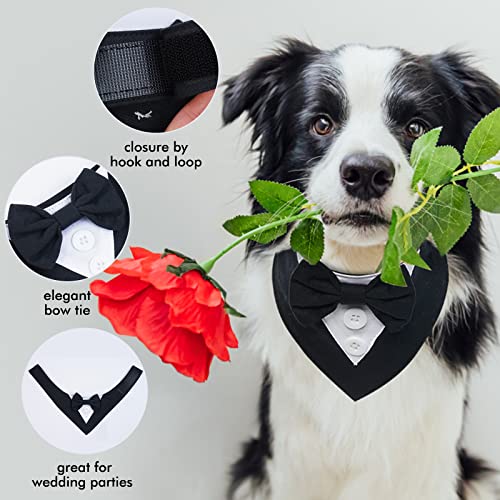 FUAMEY Esmoquin para perro, collar formal de boda para perro, collar de perro con pajarita, disfraz de cumpleaños ajustable, fiesta de mascotas, traje de boda para perro, traje de San Valentín, disfraz de cosplay para mascotas pequeñas, medianas y grandes