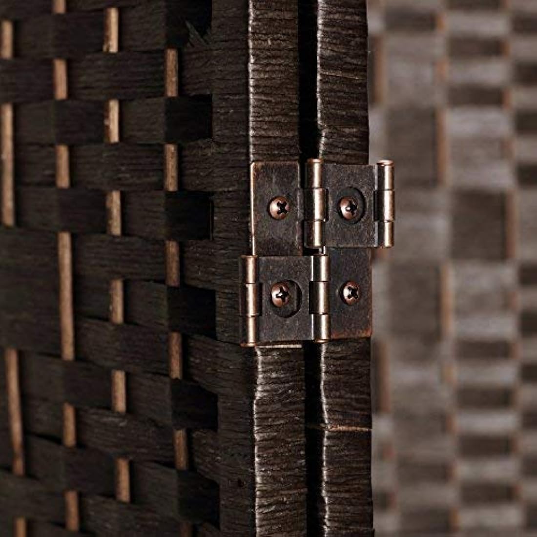 Biombo de madera plegable de color marrón de 6 pies de alto.