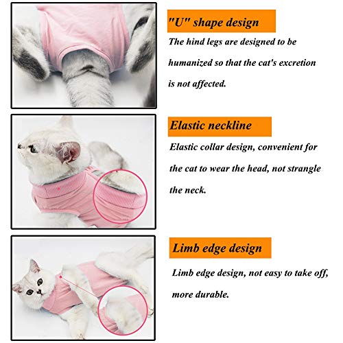 Traje de recuperación de gatos para heridas abdominales o enfermedades de la piel, alternativa transpirable de cuello electrónico para gatos y perros, después de la cirugía, uso antilame heridas