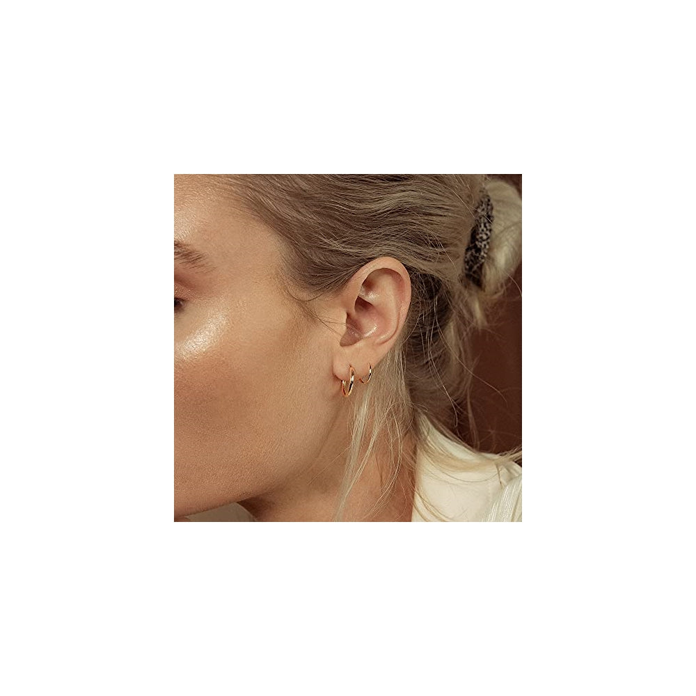 Aretes dobles de aro en espiral para mujeres