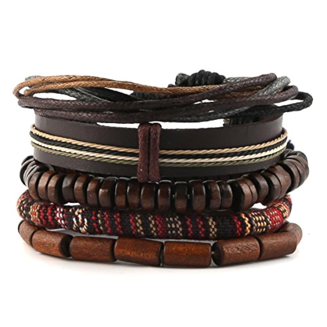 Combinación de 4 pulseras de cordones de cáñamo unisex