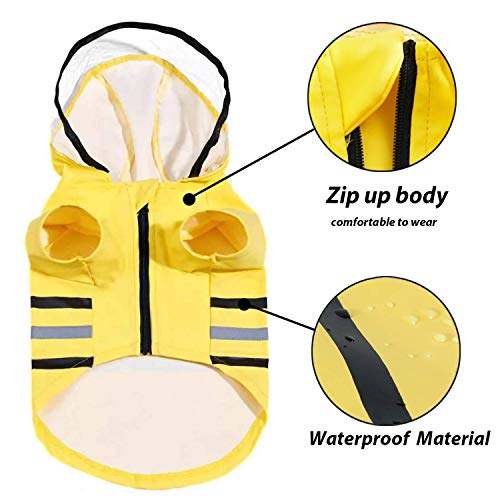 Wizland Chubasquero para perros con capucha, ligera, impermeable, XS a XXL para perros y cachorros (amarillo, XS)