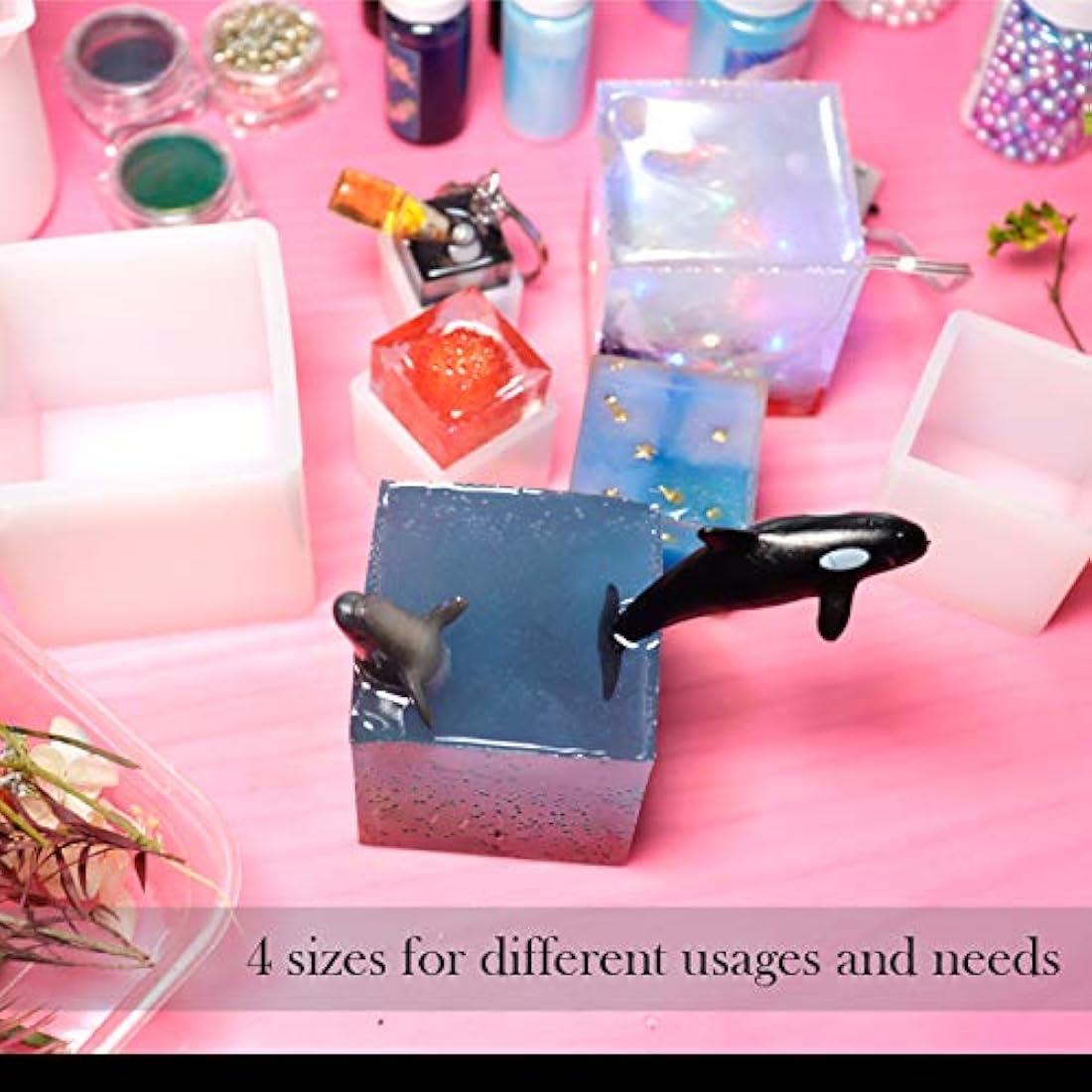 4 moldes cuadrados de resina -de silicona hacer recuerdos y hacer velas