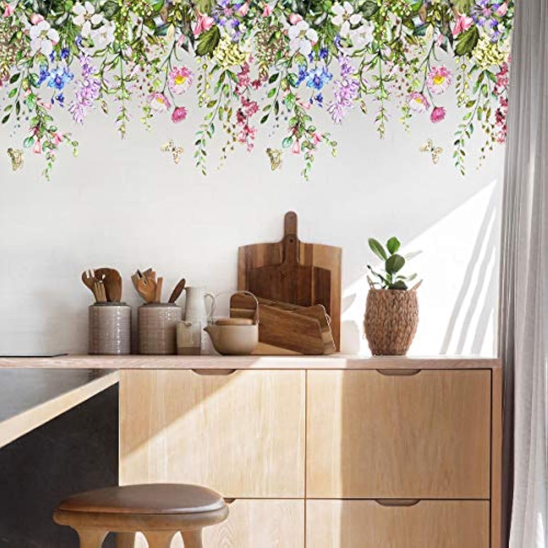 calcomanías de pared de flores diseño para niñas