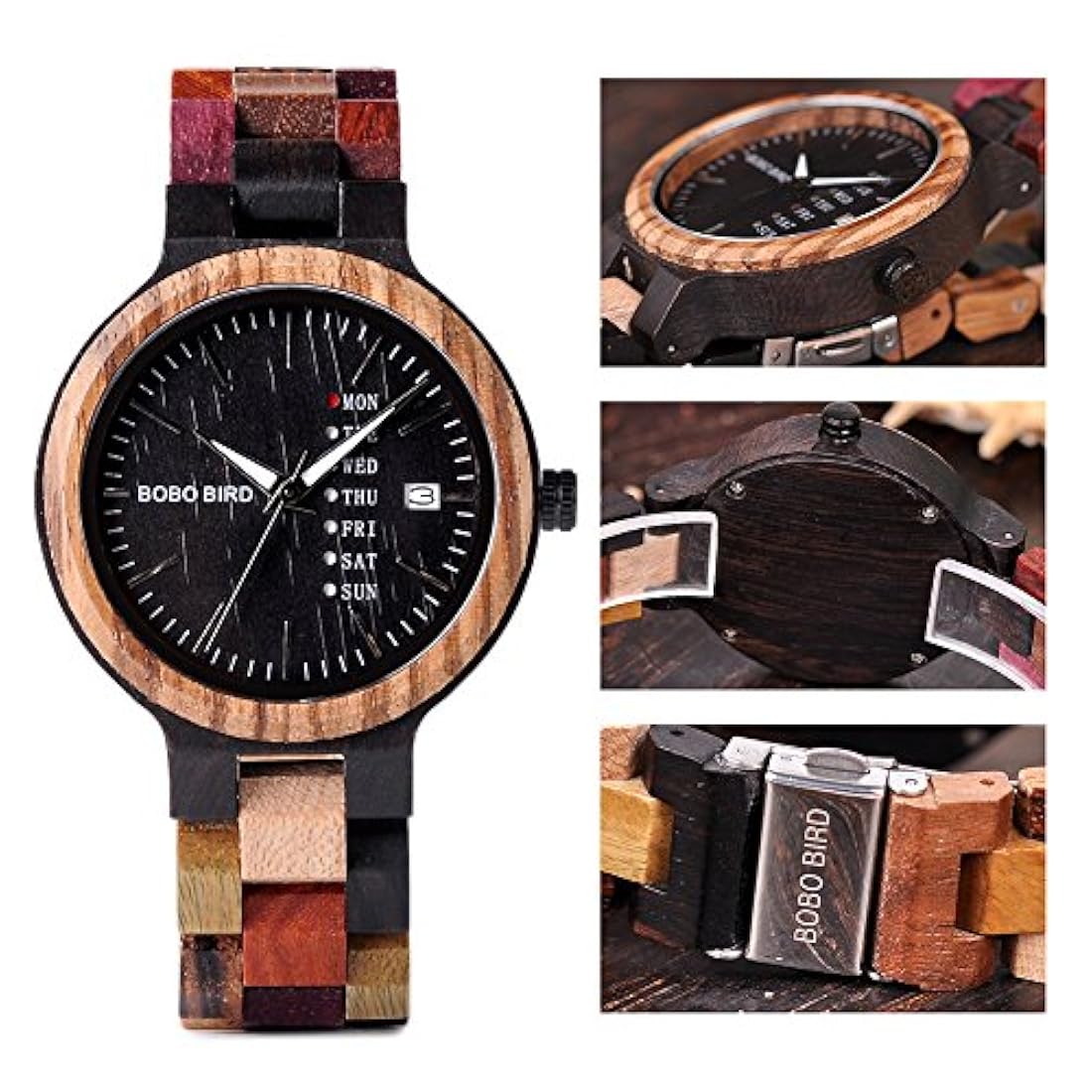 Relojes para mujer de madera de bambú coloridos relojes