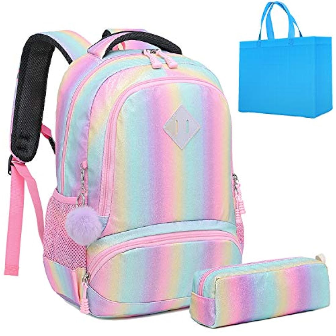 Mochila escolar con diseño de unicornio y bolsa de almuerzo