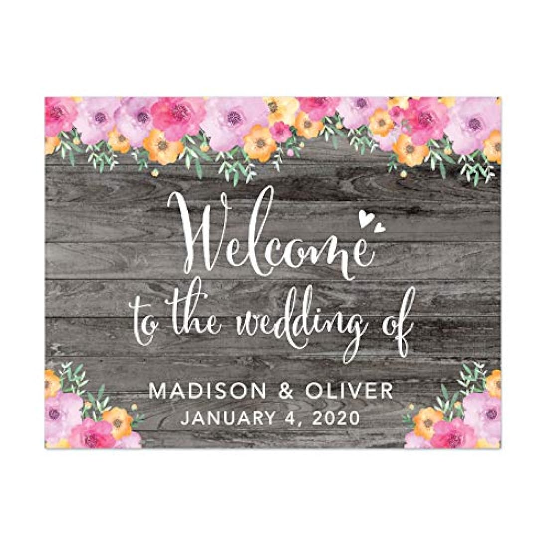 Señales personalizables para boda, diseño de flores