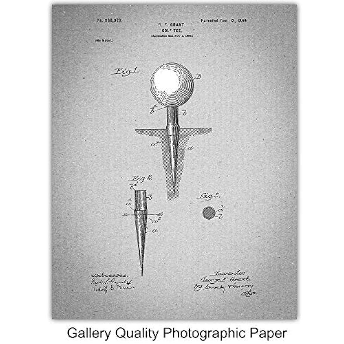 Juego de impresión de arte de pared de patente de golf