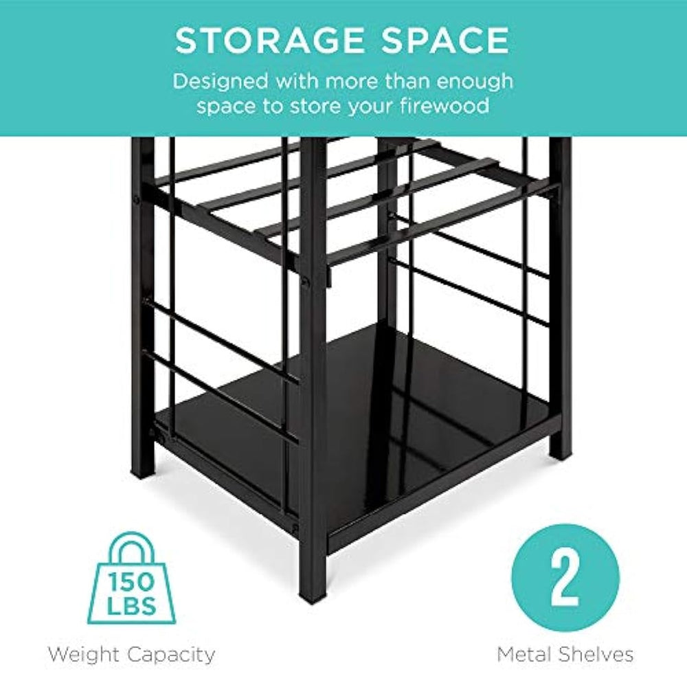 Soporte para leña de 5 piezas con herramientas