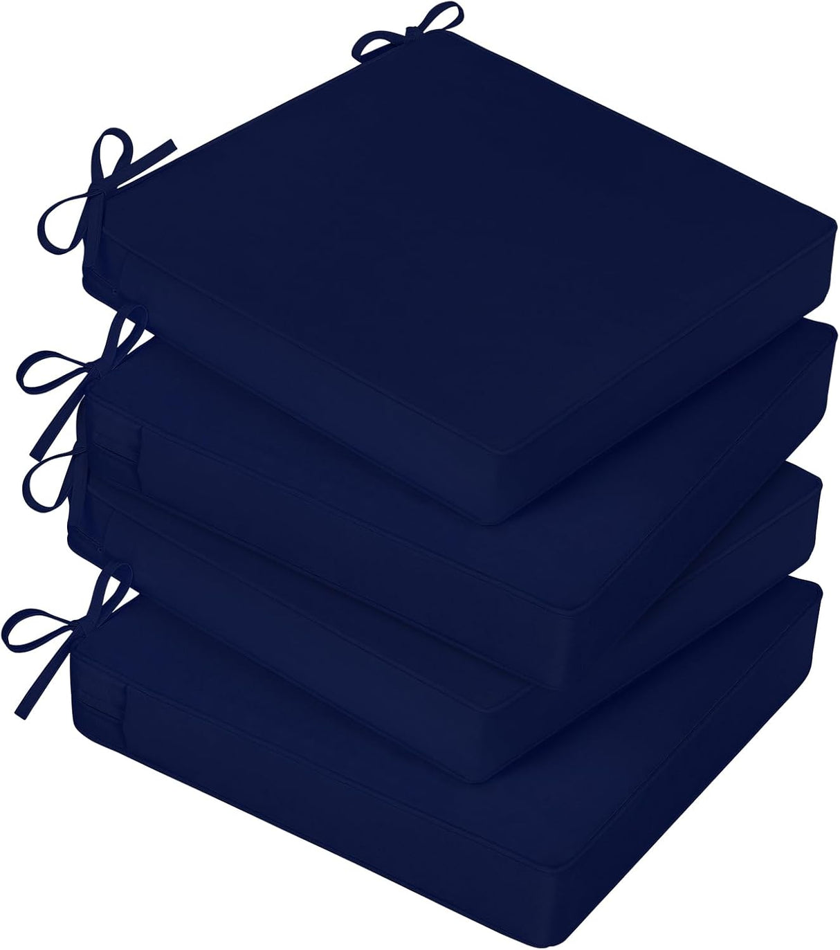 Basic Beyond Cojines para sillas de exterior para muebles de patio, impermeables, juego de 4 cojines de asiento de exterior de 19 x 19 pulgadas, cojines para sillas de patio con lazos y asa, color