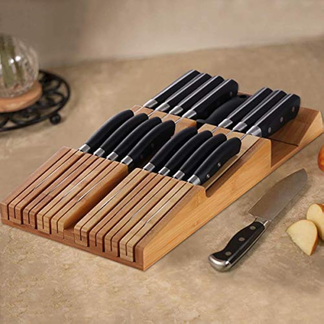 NIUXX - Bloque de bambú para 16 cuchillos (no incluidos)