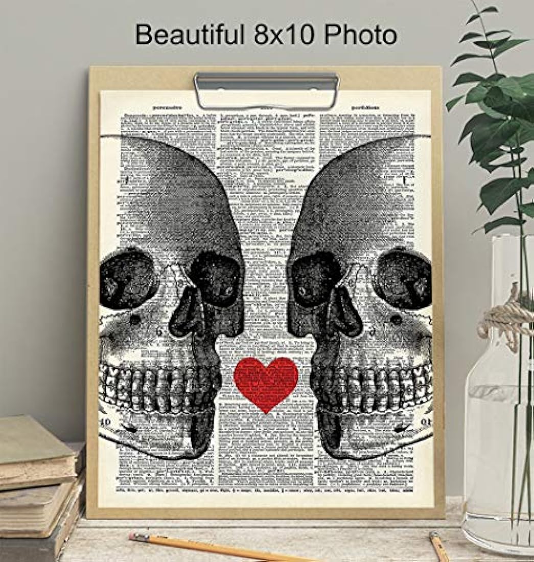 Decoración de pared de Corazón y calaveras 8x10 Sentimental