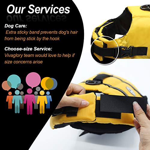 Vivaglory Chaleco salvavidas Ripstop para perro, reflectante y ajustable para perros con mango de rescate para natación y navegación