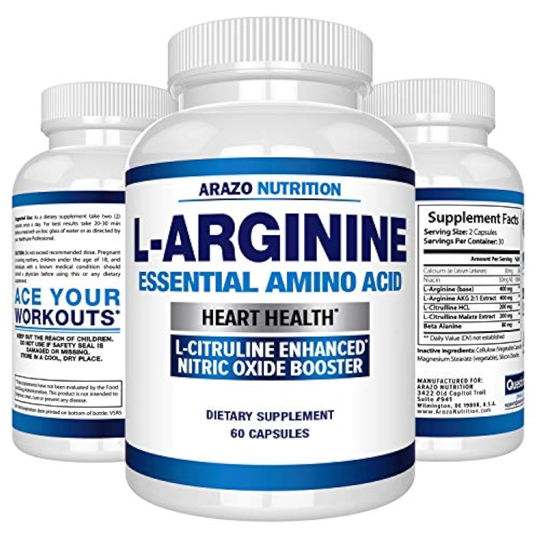 PREMIUM L arginina - 1340 mg óxido nítrico Booster con L-citrulina y Aminoácidos Esenciales para Corazón y la ganancia muscular no Boost Suplemento para Endurance y la energía |