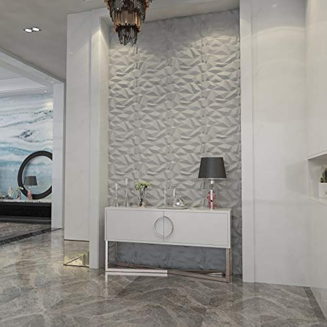 Panel de pared de PVC 3D con diamantes