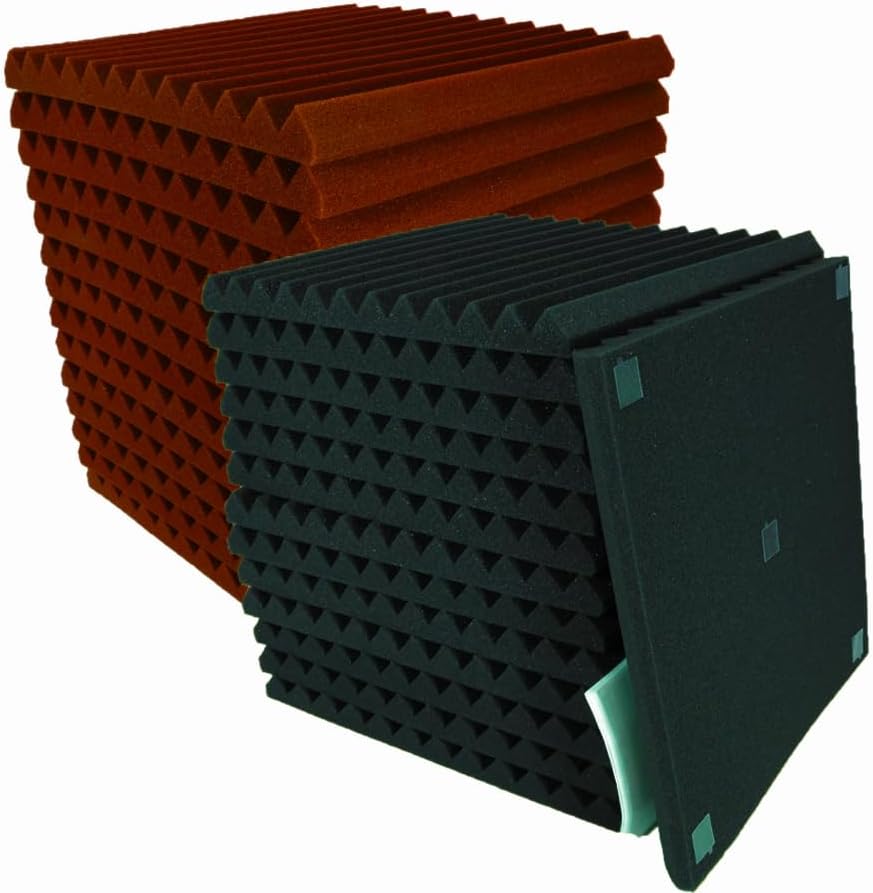Paneles acústicos de espuma Wedge, 52 piezas, 12x12x1