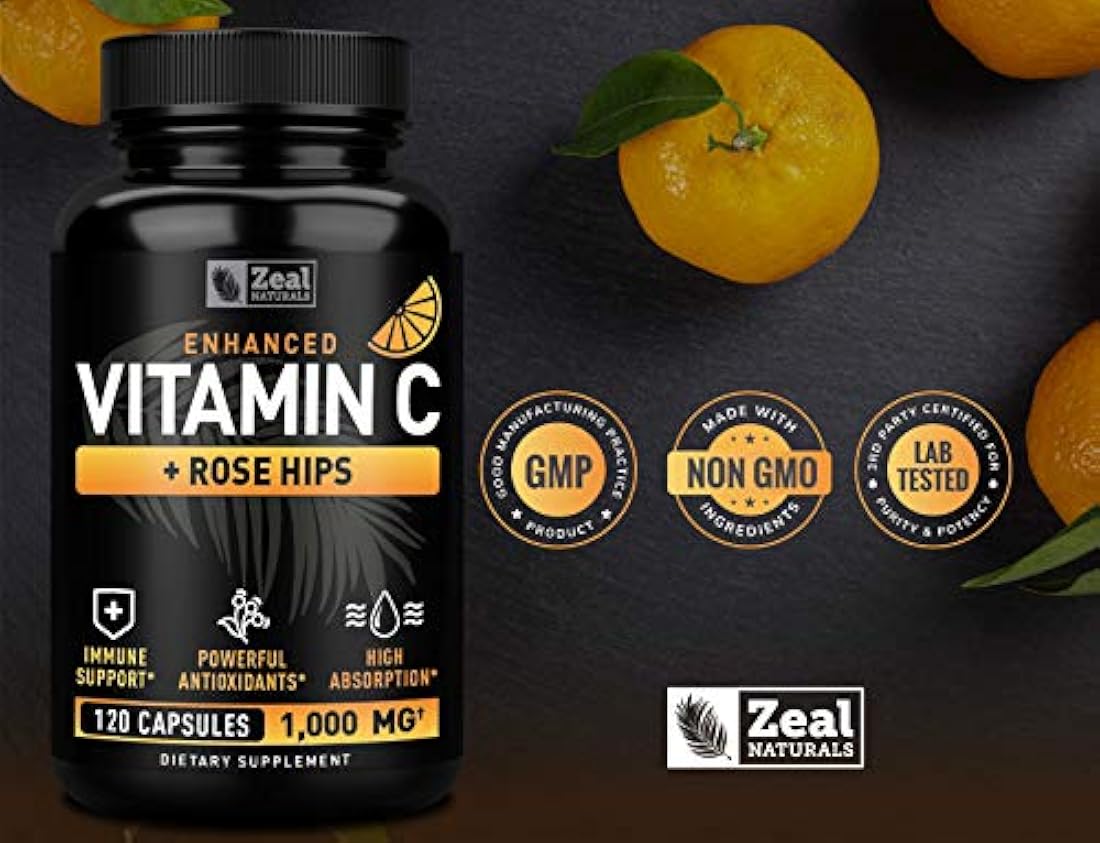 Vitamina C 1000mg con mosehips (120 cápsulas | 1000mg)