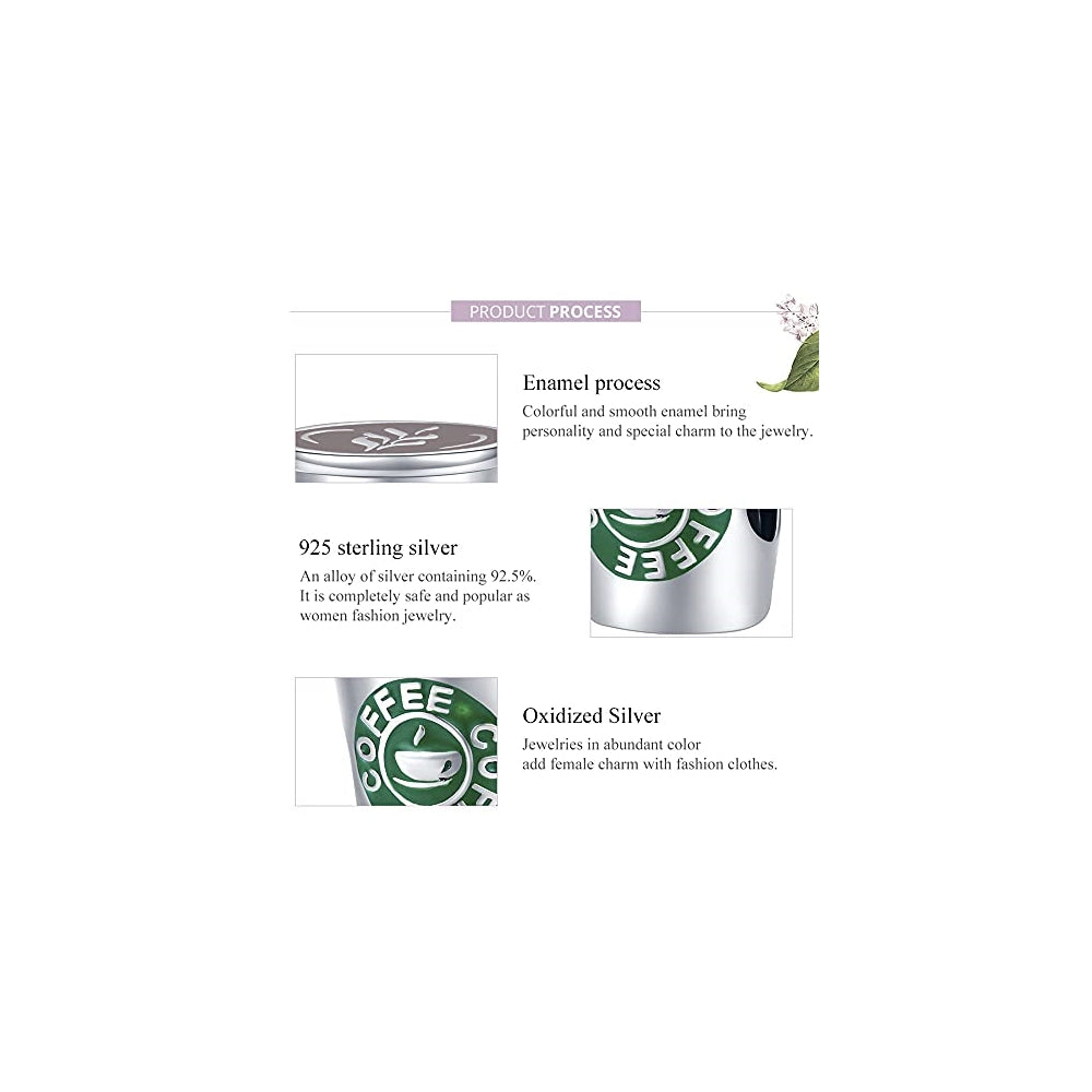 Dijes y Medallas de plata de ley con diseño de taza de café