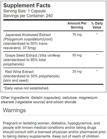 Suplemento Vitacost Resveratrol + Extracto de Semilla de Uva