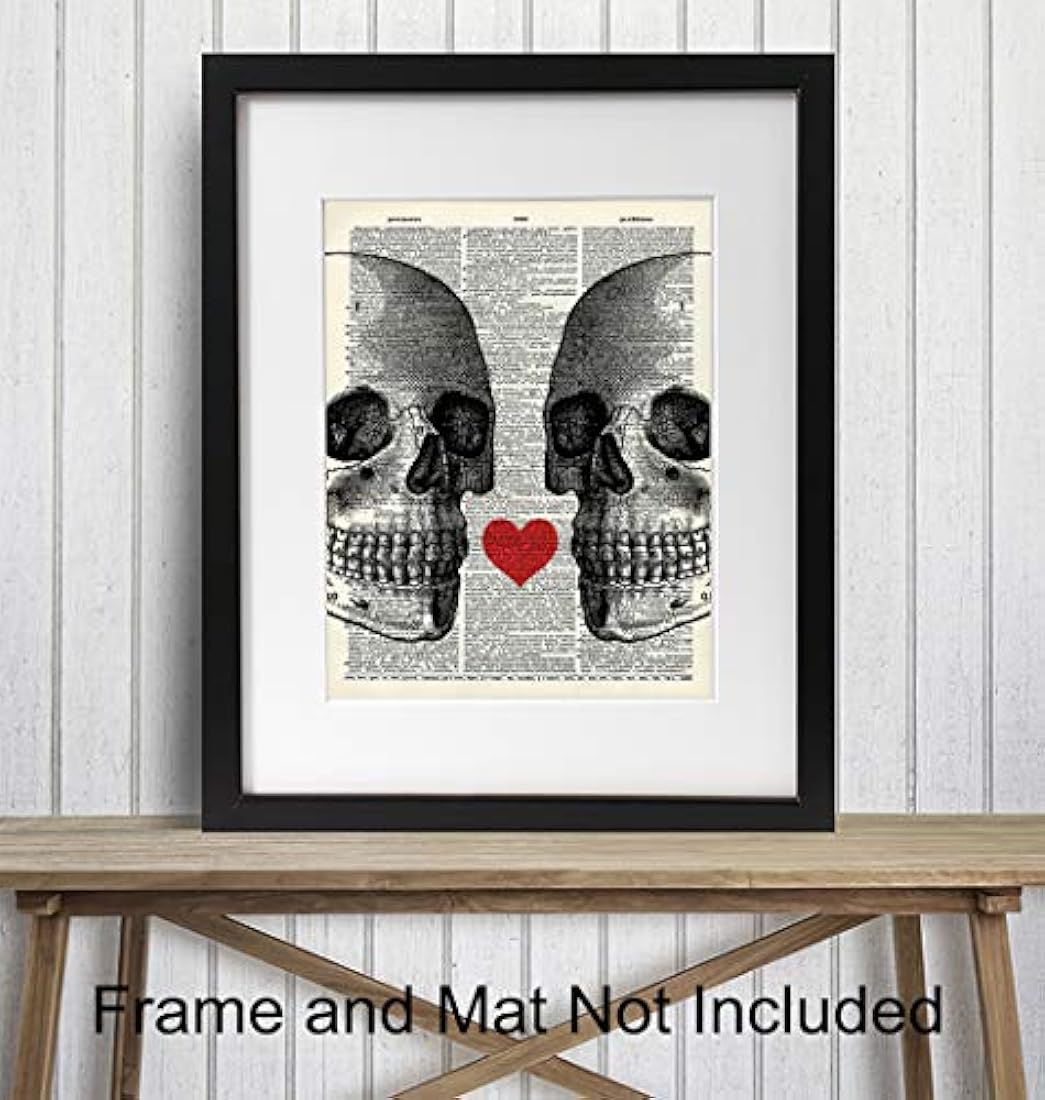 Decoración de pared de Corazón y calaveras 8x10 Sentimental