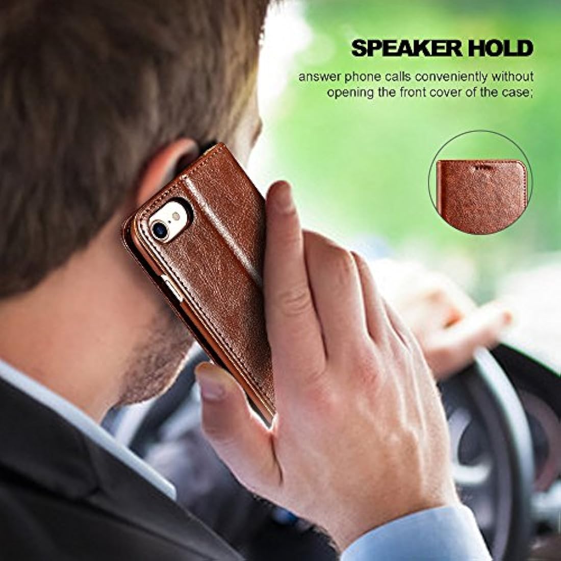 Funda tipo cartera para iPhone 7/8 JueSen, Marrón