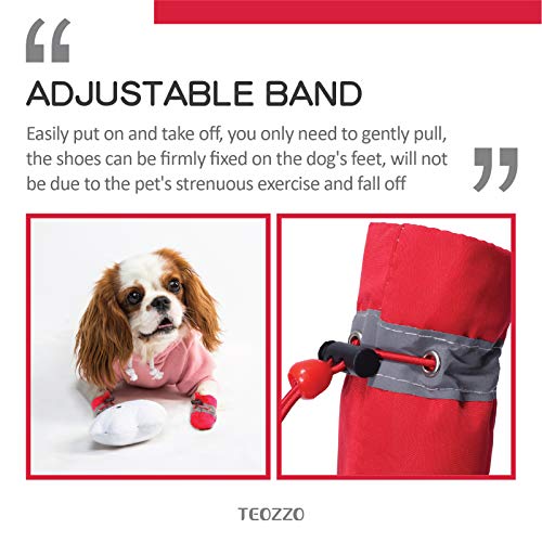 TEOZZO - Botas para perros, protector para almohadillas, zapatos antideslizantes para invierno con correas reflectantes para perros pequeños y medianos, 4 unidades