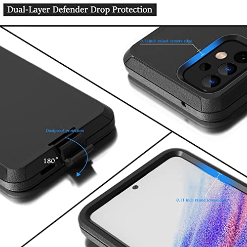 Funda compatible con Samsung Galaxy A53 5G, con clip para cinturón, resistente, resistente a los golpes, protección completa con función atril, funda para teléfono Samsung Galaxy A53 5G (negro)