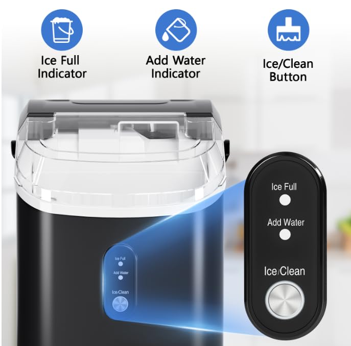 Máquina de Hielo de Pebbles, Limpieza Automática, 6 Minutos