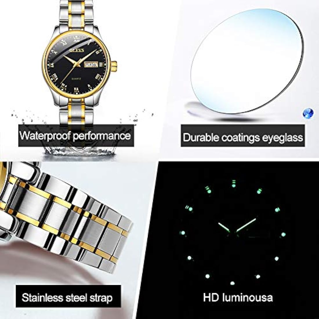 OLEVS - Reloj de pulsera analógico de cuarzo para mujer