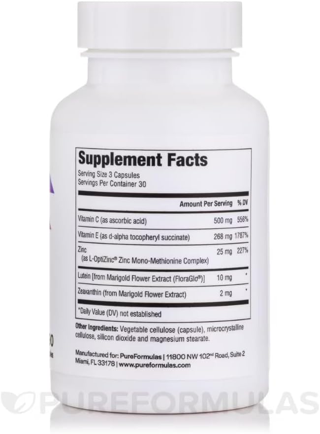 PureFormulas Suplemento de luteína y zeaxantina 90 cáps