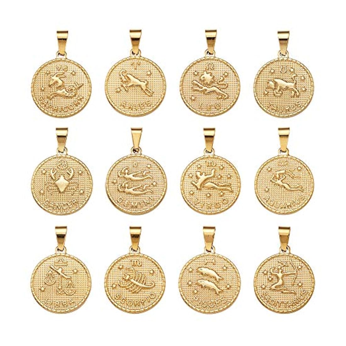 Dijes y Medallas 12 unids / set de acero inoxidable