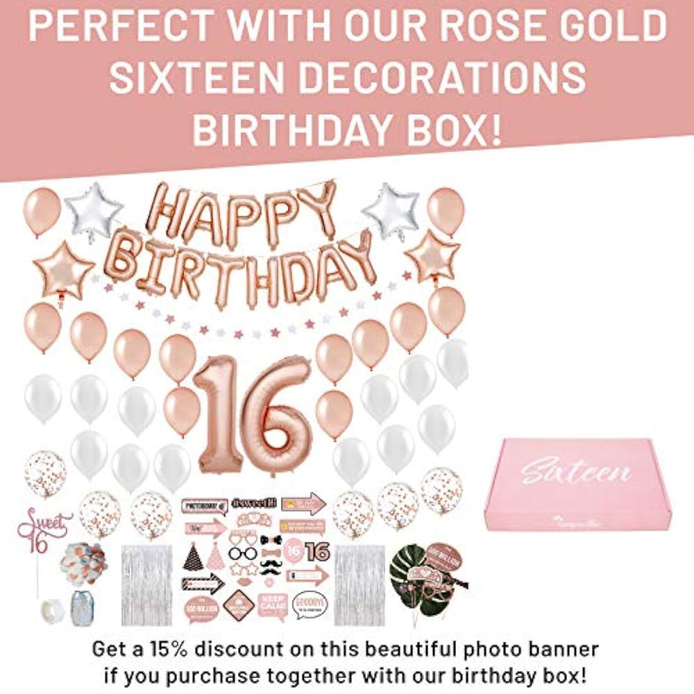 Pancarta de fotos con 16 decoraciones de cumpleaños