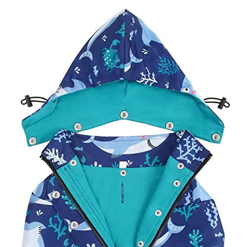 HDE Chubasquero de doble capa con cremallera para perros pequeños a grandes, tiburones, talla S