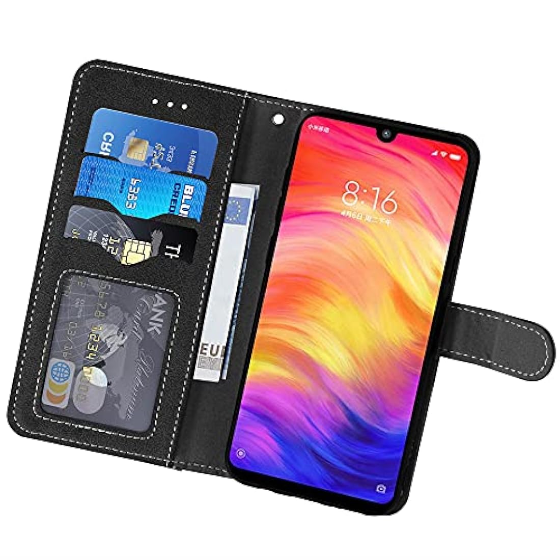 Funda tipo cartera de piel de lujo para teléfono móvil