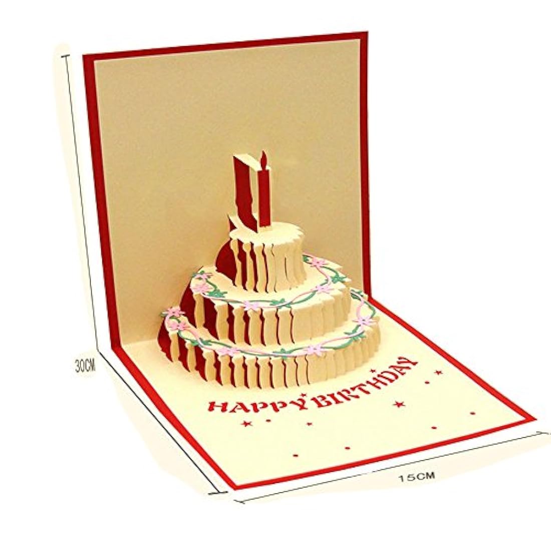 Tarjeta de felicitación de cumpleaños en 3D con pastel