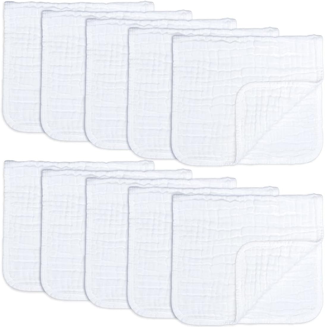 Paquete de 10 Baberos de muselina para eructos 100% algodón