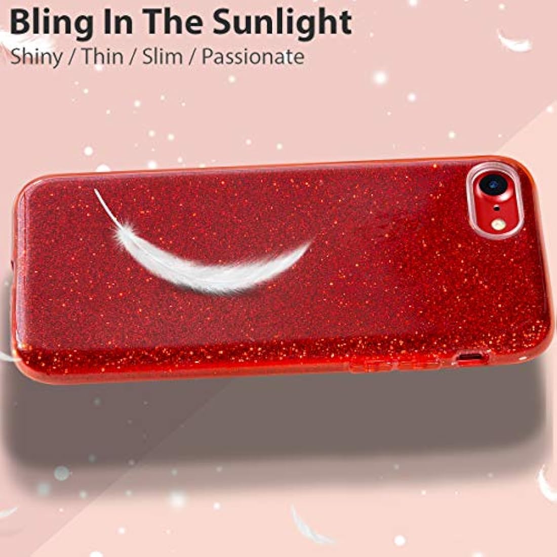 MATEPROX - Carcasa para iPhone 7, diseño de purpurina