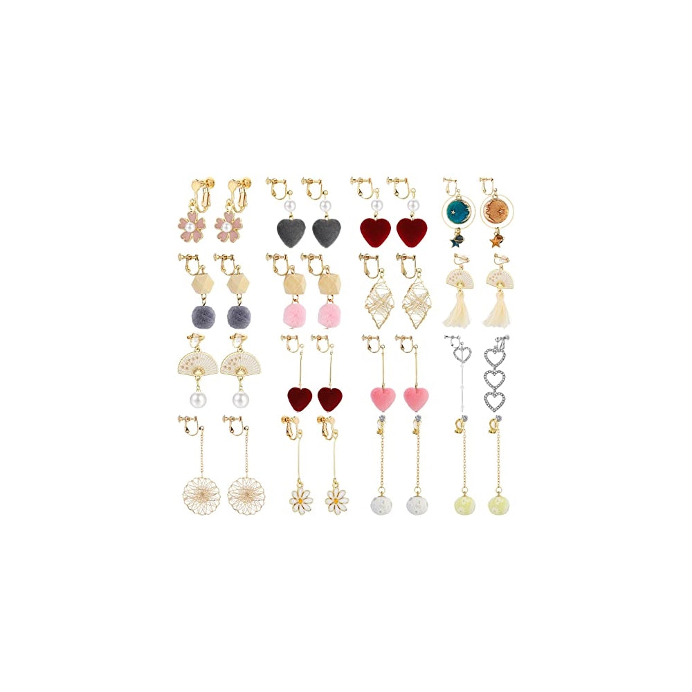Aretes colgantes de clip para mujeres 16 pares