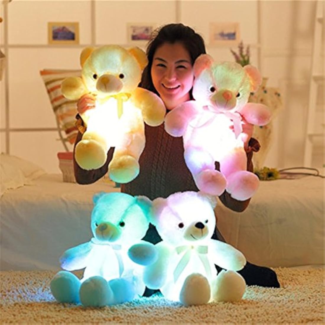 Peluches animal de peluche oso con luz LED inductiva de 20