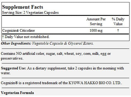 Cognizin Citicoline 500mg (60 Vegetarian Capsules)