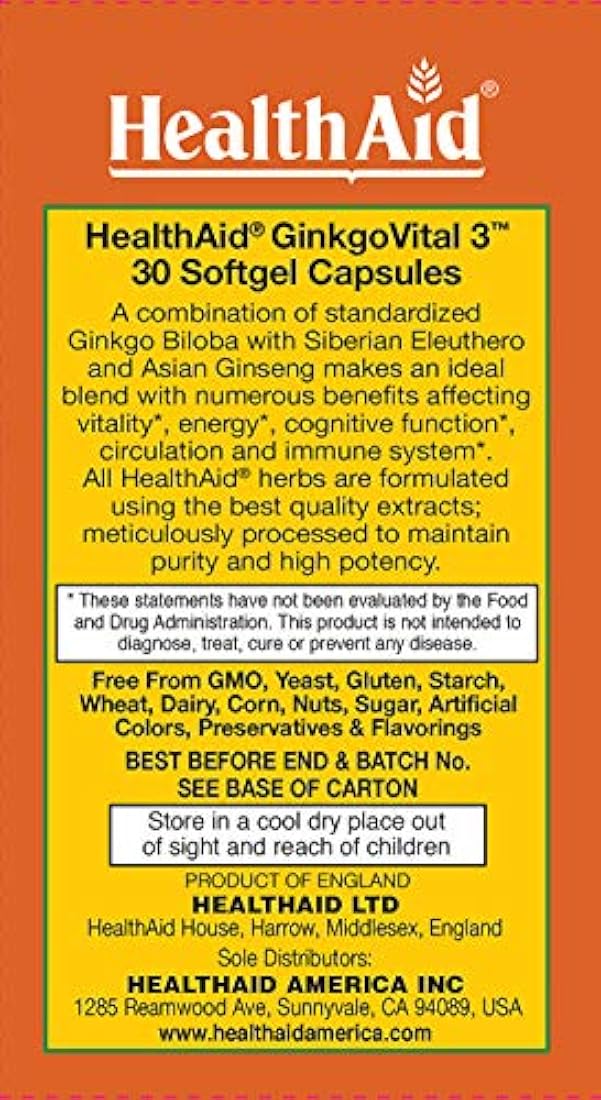 Ginkgo Vital 3 con Eleuthero siberiano y Ginseng