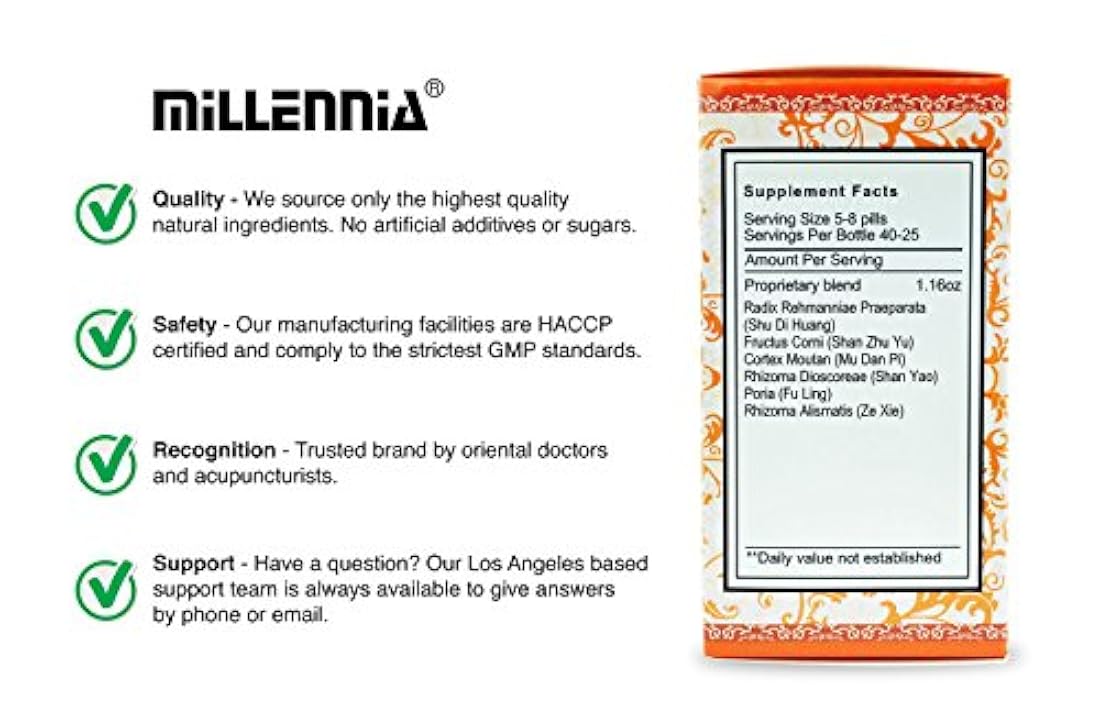 Milenio Suplemento hierbas pastillas seis sabores rehmannia