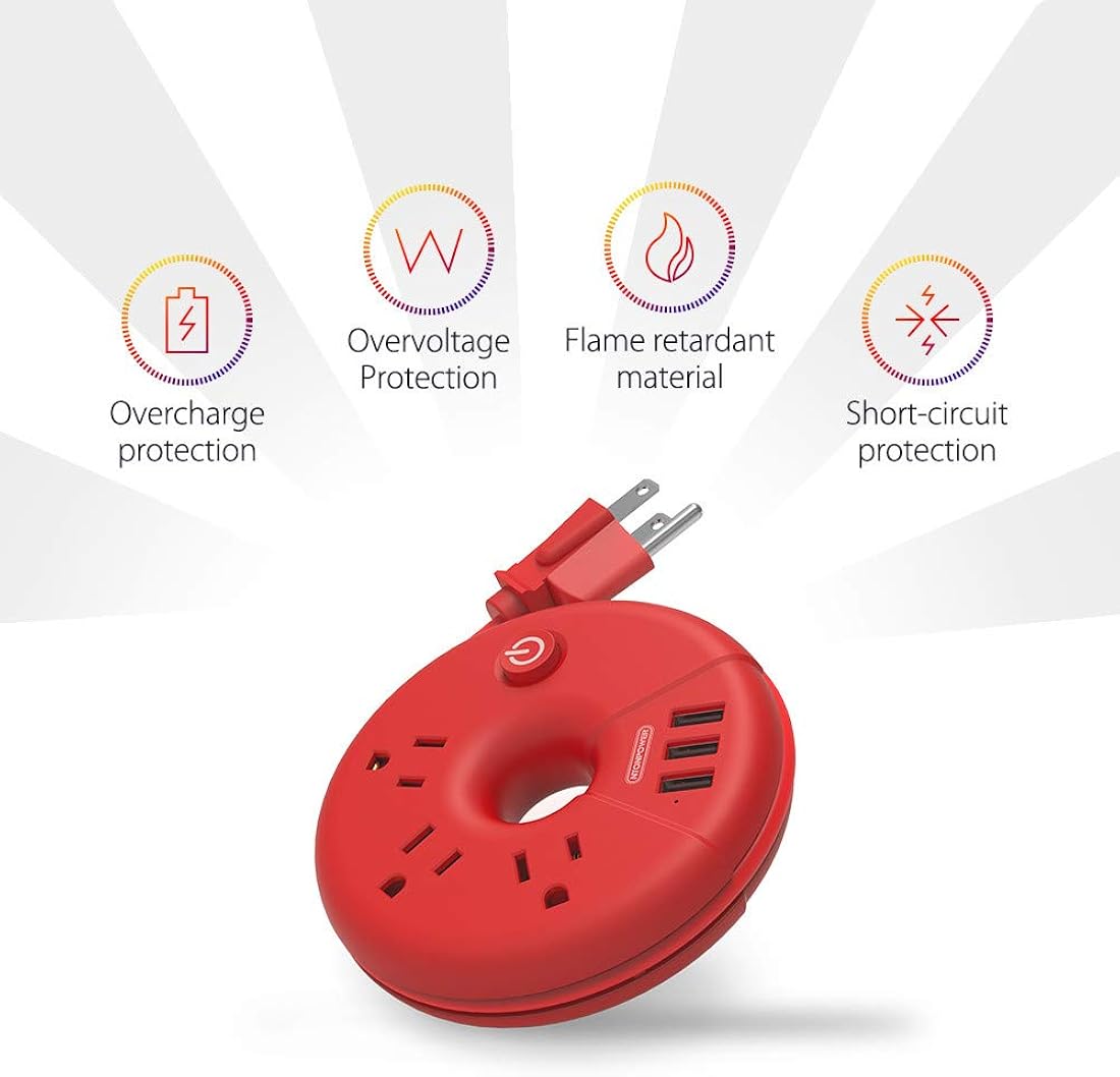 NTONPOWER - Tira de alimentación USB, estación de carga Rojo